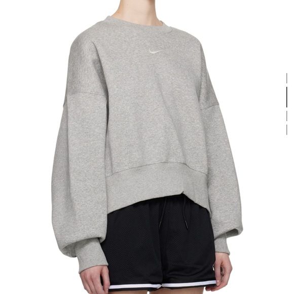 NIKE ESSENTIALS OVERSIZED CROPPED JERSEY SWEATSHIRT GRAY L - Picture 5 of 7